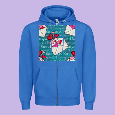 Valentines Day Envelope With Hearts Zipper Hoodie Designed By Bundleandbundleshop