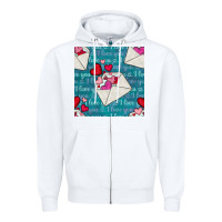 White valentines day envelope with hearts Zipper Hoodie - BundleAndBundleShop