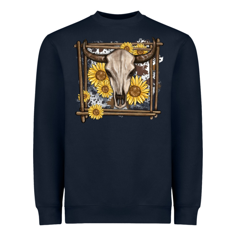 Western Bull Skull Heavyweight Sweatshirt by MaliasSmallBusiness | Teevron