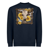 Navy western bull skull Heavyweight Sweatshirt - MaliasSmallBusiness