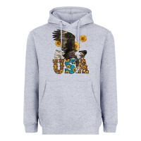 Heather Grey Western Usa Eagle Heavyweight Hoodie - LillyAllenDesigns