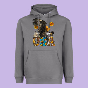 Western Usa Eagle Heavyweight Hoodie Designed By Lillyallendesigns