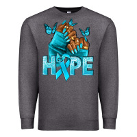 Charcoal Heather hope tealribbonovarian cancer nails Premium Sweatshirt - NancyCooperArtShop