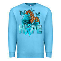 Ocean Blue hope tealribbonovarian cancer nails Premium Sweatshirt - NancyCooperArtShop