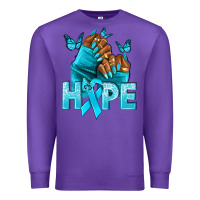Purple hope tealribbonovarian cancer nails Premium Sweatshirt - NancyCooperArtShop
