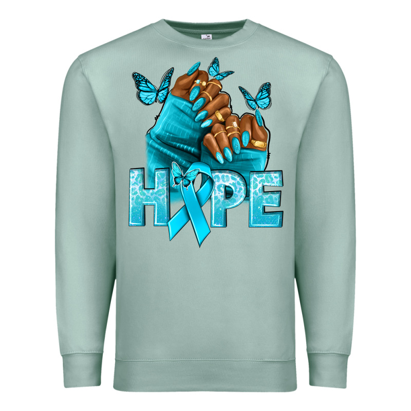 Hope Tealribbonovarian Cancer Nails Premium Sweatshirt by NancyCooperArtShop | Teevron