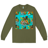 Army Green salty vibes seamless pattern Long Sleeve Tee - HRA Design Shop
