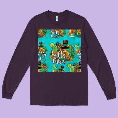 Salty Vibes Seamless Pattern Long Sleeve Tee Designed By Hra Design Shop