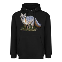 Black Gray Fox Heavyweight Hoodie - LillyAllenDesigns