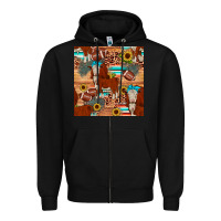 Black football hereford sunflower seamless pattern Zipper Hoodie - JahusDesignShop