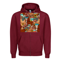 Burgundy football hereford sunflower seamless pattern Zipper Hoodie - JahusDesignShop