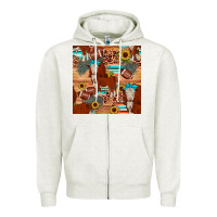 Oatmeal Heather football hereford sunflower seamless pattern Zipper Hoodie - JahusDesignShop
