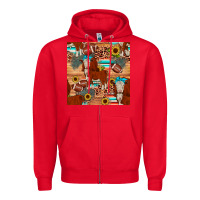 Red football hereford sunflower seamless pattern Zipper Hoodie - JahusDesignShop