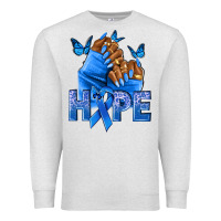 Oatmeal Heather hope blueribboncolon cancer nails Premium Sweatshirt - NancyCooperArtShop