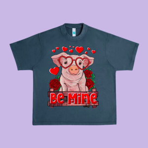 Be Mine Valentine's Day Baby Pig Urban Heavy Tee Designed By Ranaportraitstore