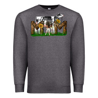 Charcoal Heather Western Holstein Cow And Baby Cow Mom Premium Sweatshirt - LillyAllenDesigns
