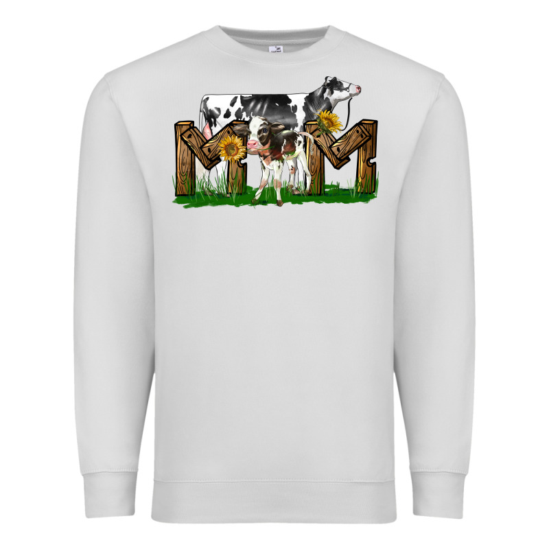 Western Holstein Cow And Baby Cow Mom Premium Sweatshirt by LillyAllenDesigns | Teevron