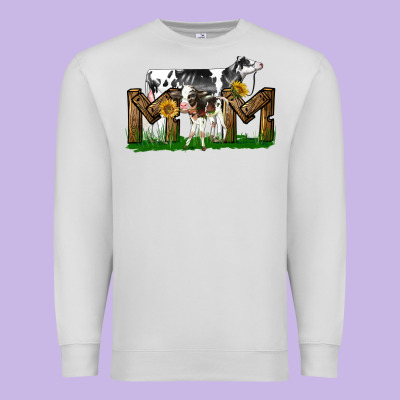 Western Holstein Cow And Baby Cow Mom Premium Sweatshirt Designed By Lillyallendesigns