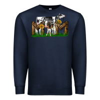 Navy Western Holstein Cow And Baby Cow Mom Premium Sweatshirt - LillyAllenDesigns