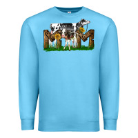 Ocean Blue Western Holstein Cow And Baby Cow Mom Premium Sweatshirt - LillyAllenDesigns