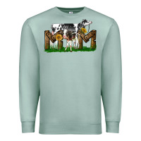 Seafoam Western Holstein Cow And Baby Cow Mom Premium Sweatshirt - LillyAllenDesigns