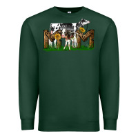 Sports Green Western Holstein Cow And Baby Cow Mom Premium Sweatshirt - LillyAllenDesigns