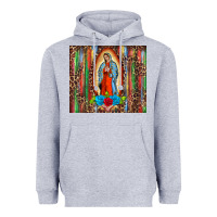Heather Grey our lady of Guadalupe serape Heavyweight Hoodie - BarkalooDesign