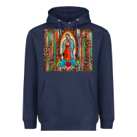 Navy our lady of Guadalupe serape Heavyweight Hoodie - BarkalooDesign