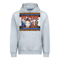 Heather Grey 4th of July Western Star Spangled Baby Cow Urban Hoodie - LillyAllenDesigns