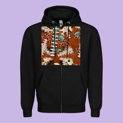 Football Leopard Gemstone Seamless Pattern Zipper Hoodie Designed By Jahusdesignshop