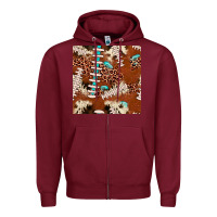Burgundy football leopard gemstone seamless pattern Zipper Hoodie - JahusDesignShop