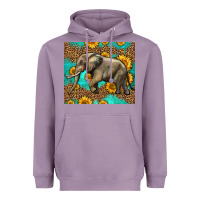 Lavender western sunflowers elephant Heavyweight Hoodie - LillyAllenDesigns