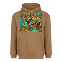 Toasted Coconut western sunflowers elephant Heavyweight Hoodie - LillyAllenDesigns