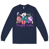Navy happy easter eggs nurse n Long Sleeve Tee - Neo Western