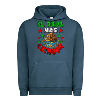 Pigment Midnight Navy El Papa Mas Chingon Mexican Flag Urban Hoodie - LillyAllenDesigns