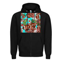 Black football leopard cactus seamless pattern Zipper Hoodie - JahusDesignShop