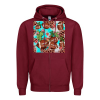 Burgundy football leopard cactus seamless pattern Zipper Hoodie - JahusDesignShop