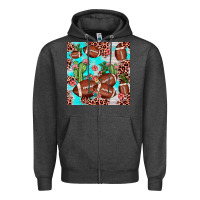 Charcoal Heather football leopard cactus seamless pattern Zipper Hoodie - JahusDesignShop