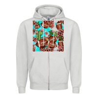 Dove Grey football leopard cactus seamless pattern Zipper Hoodie - JahusDesignShop