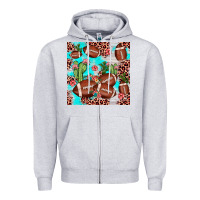 Heather Grey football leopard cactus seamless pattern Zipper Hoodie - JahusDesignShop