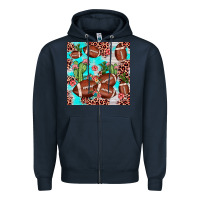 Navy football leopard cactus seamless pattern Zipper Hoodie - JahusDesignShop