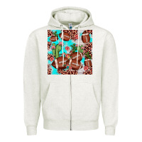Oatmeal Heather football leopard cactus seamless pattern Zipper Hoodie - JahusDesignShop