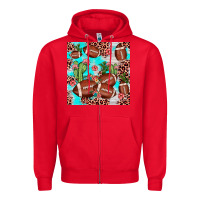Red football leopard cactus seamless pattern Zipper Hoodie - JahusDesignShop