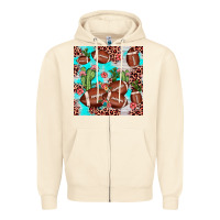 Sandshell football leopard cactus seamless pattern Zipper Hoodie - JahusDesignShop