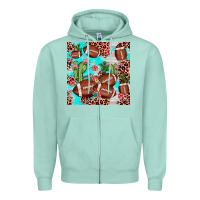 Seafoam football leopard cactus seamless pattern Zipper Hoodie - JahusDesignShop