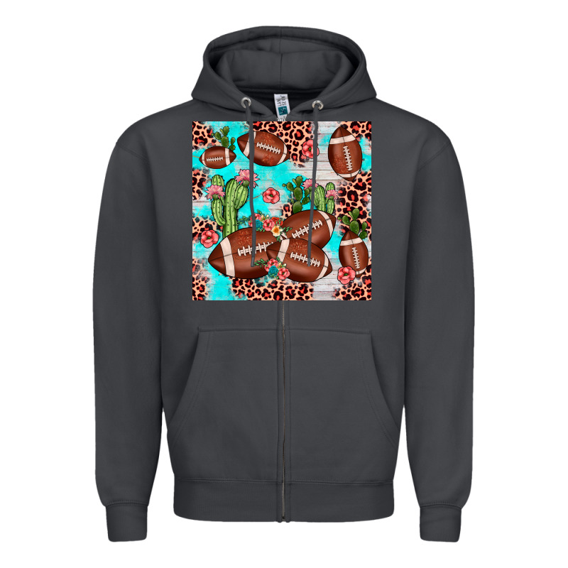 Football Leopard Cactus Seamless Pattern Zipper Hoodie by JahusDesignShop | Teevron