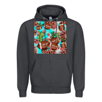 Smoke football leopard cactus seamless pattern Zipper Hoodie - JahusDesignShop