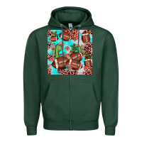 Sports Green football leopard cactus seamless pattern Zipper Hoodie - JahusDesignShop