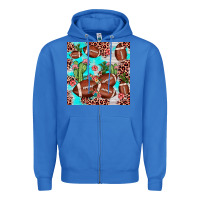 True Royal football leopard cactus seamless pattern Zipper Hoodie - JahusDesignShop