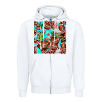 White football leopard cactus seamless pattern Zipper Hoodie - JahusDesignShop